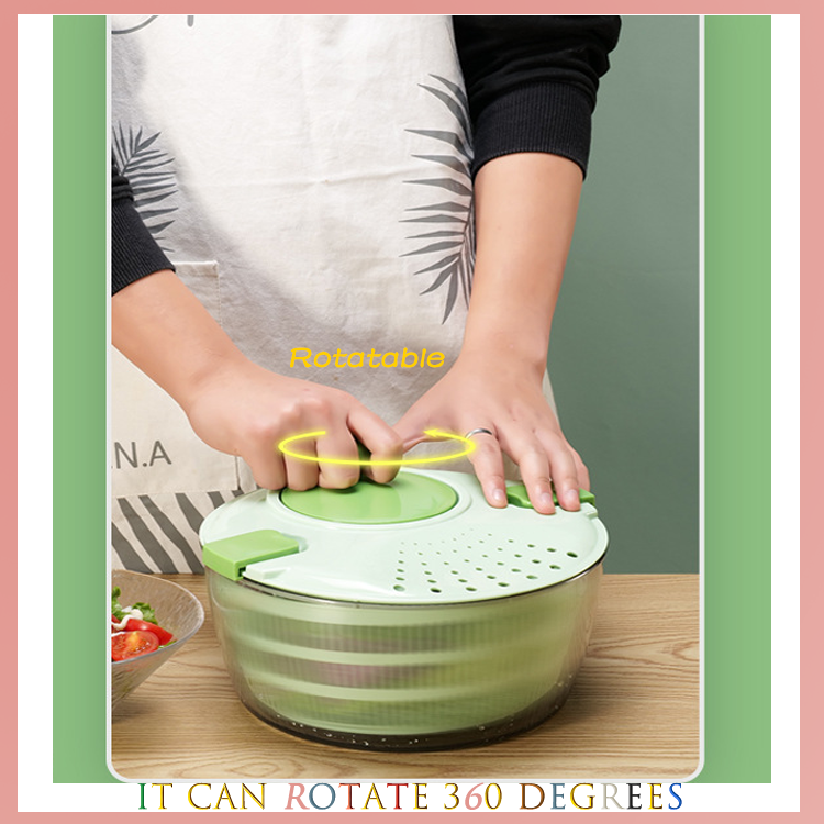 Hot Sale Food Grade PP Plastic Water Filter Basket Customizable Vegetable Dehydrator Rotatable Salad Spinner For Kitchen