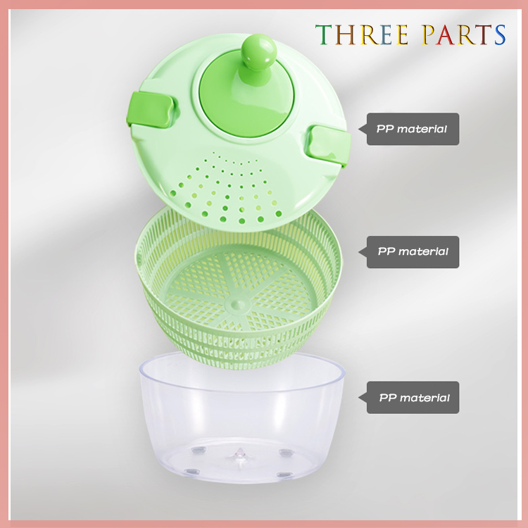 Hot Sale Food Grade PP Plastic Water Filter Basket Customizable Vegetable Dehydrator Rotatable Salad Spinner For Kitchen