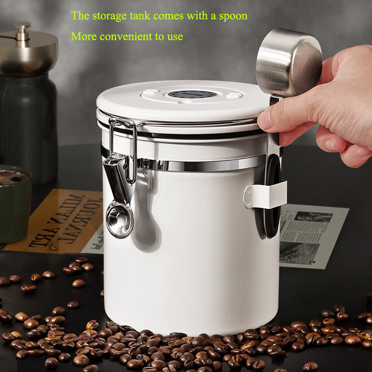 304 Stainless Steel Airtight Coffee Flour Sugar Container Kitchen Storage Bottles Jars Coffee Bean Storage Tank