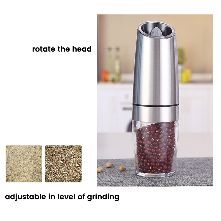 Electric Gravity Sensor Stainless Steel Pepper and Salt Grinder Spice Mill