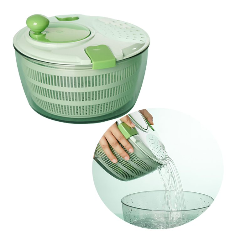 Hot Sale Food Grade PP Plastic Water Filter Basket Customizable Vegetable Dehydrator Rotatable Salad Spinner For Kitchen