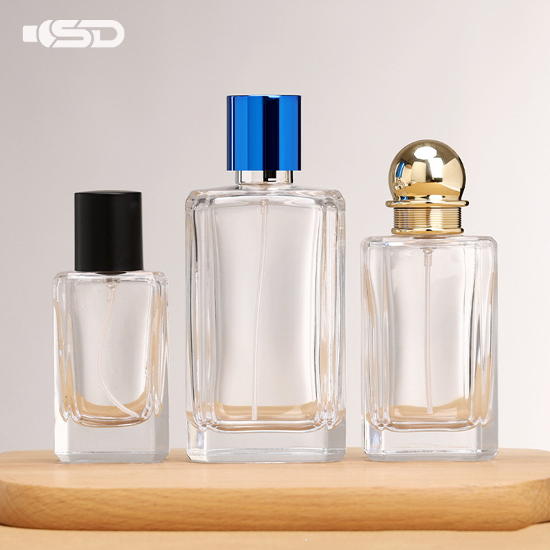 Luxury Rectangular Square Perfume Bottle 100ml 25ml 50ml Empty Luxury 100 Ml Perfume Bottle With Box Packaging