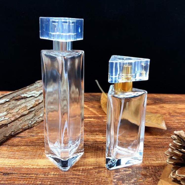 Free Sample Elegant 30ml 40ml Triangle Glass Bottle Empty Stylish Beautiful Perfume Decant Bottle