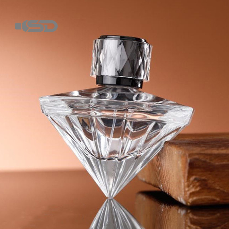 70ml 50ml Large Glass Perfume Bottle Custom Logo Spray Bottle Diamond Shaped Perfume Glass Bottle With Box