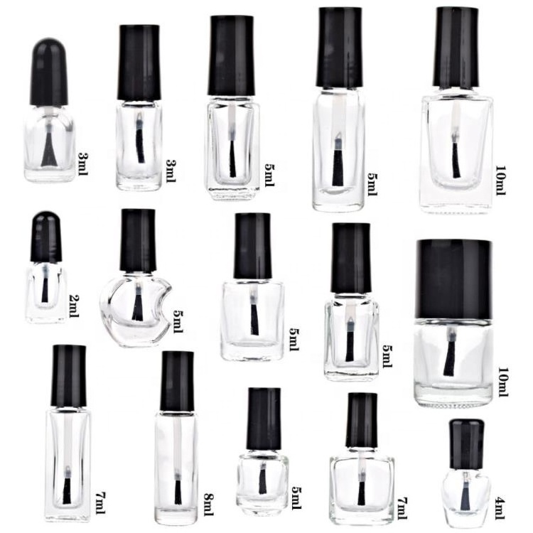 OEM 2ml 3ml 4ml 5ml 7ml 8ml 10ml Small Sizes Glass Nail Polish Bottles Cosmetic Empty Nail Polish Glass Bottle With Brush