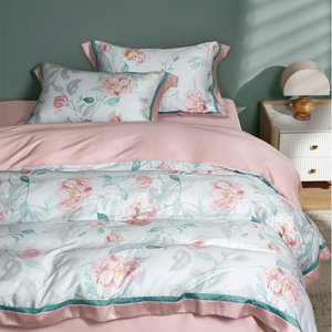 Newly Designed Printed 100% Cotton Double Quilted Microfiber Queen Size Bed Sheets Quality Satin Comforter for Summer