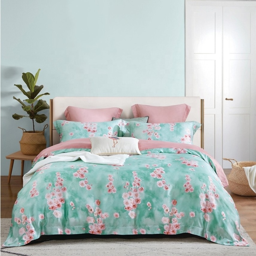 Newly Designed Printed 100% Cotton Double Quilted Microfiber Queen Size Bed Sheets Quality Satin Comforter for Summer