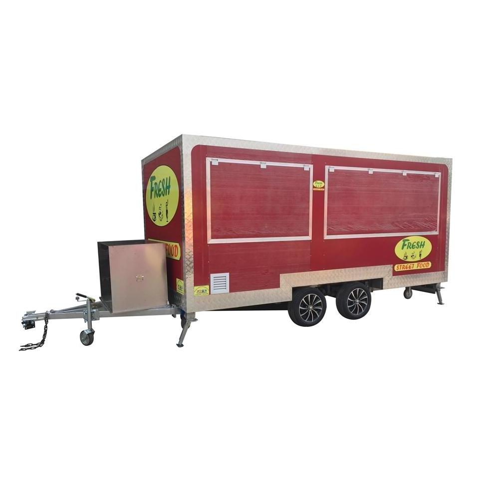 SILANG sell red 5.8 m food trailers, BBQ/  hot dogs/ fast food trucks,  dessert display cart for sale the USA