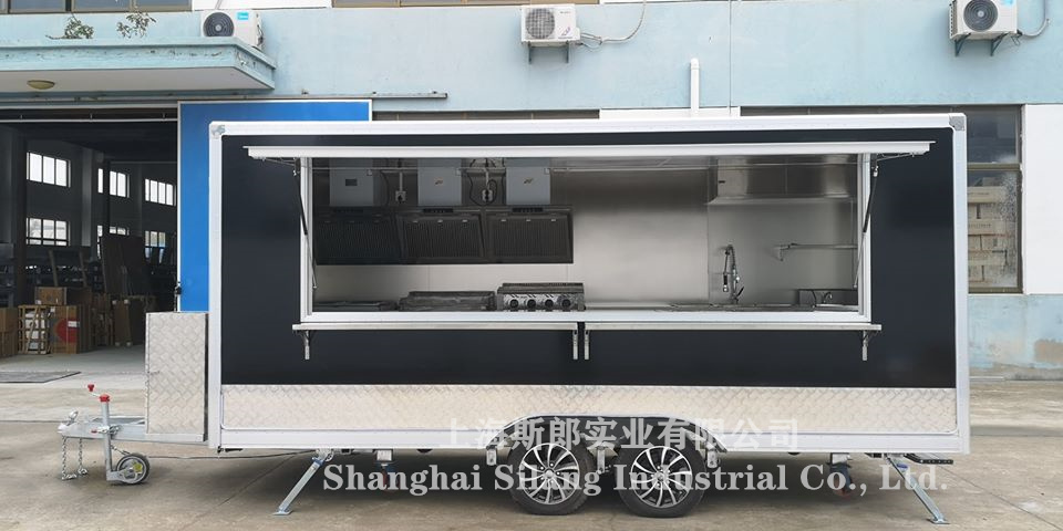 Chinese manufacturers sell black  food trailer, BBQ/  hot dogs/ fast food trucks, mobile food  cart 780*210cm