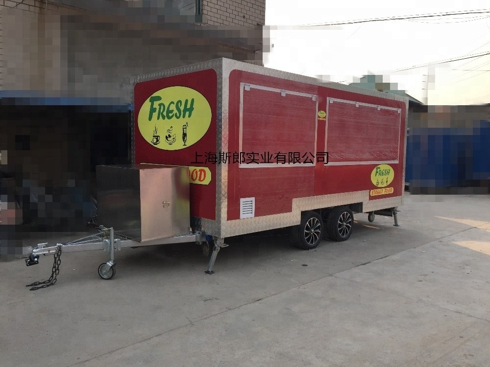 SILANG sell red 5.8 m food trailers, BBQ/  hot dogs/ fast food trucks,  dessert display cart for sale the USA