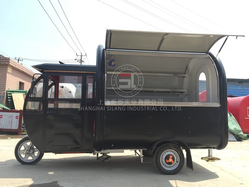 Tricycle food cart electric mobile food truck Black