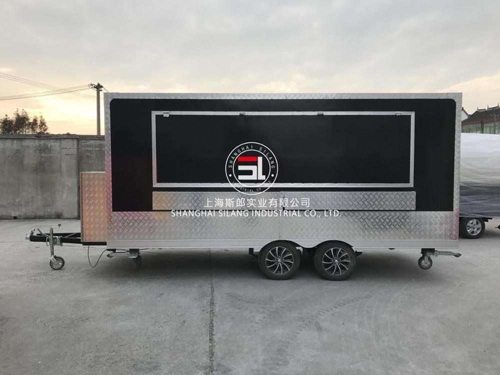 Black multifunctional camping food trailer/large food display truck with refrigerator grill/custom food cart