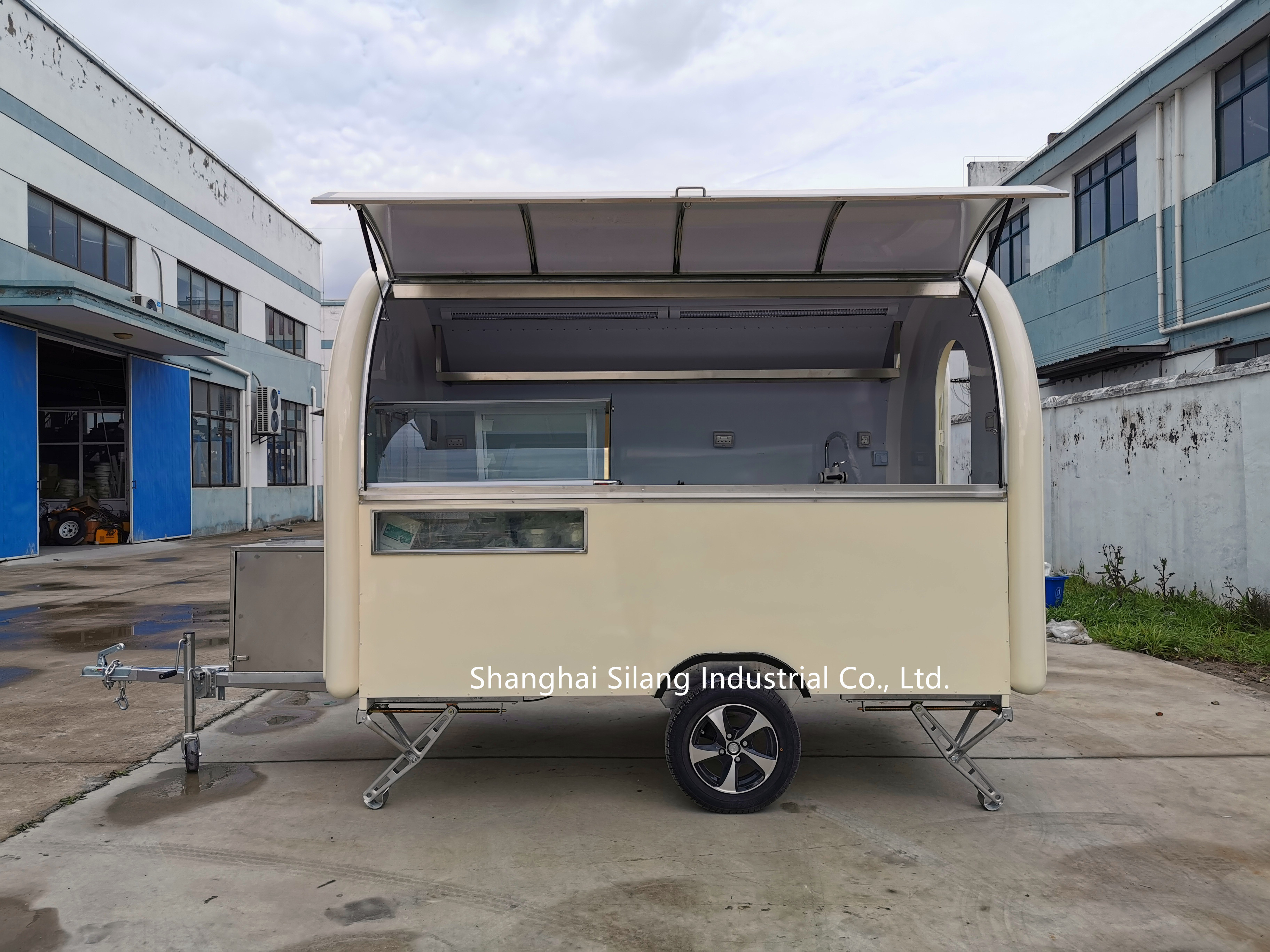 SLUNG Concession Trailer 280*200cm/ BBQ Smoker Food Event Catering blue