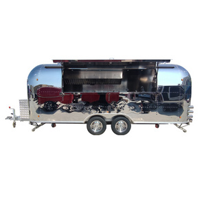 Japanese standard mobile pizza food trailer Airstream food trailer with salad fridge, stainless steel caravan