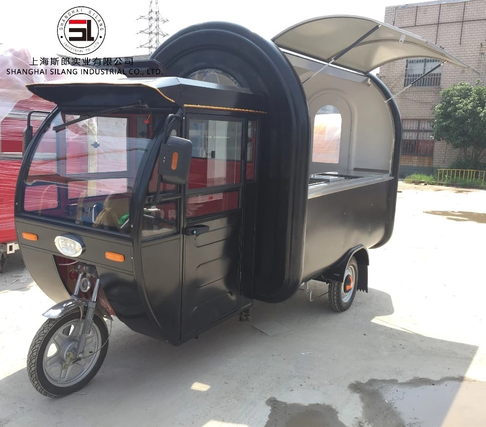 Tricycle food cart electric mobile food truck Black