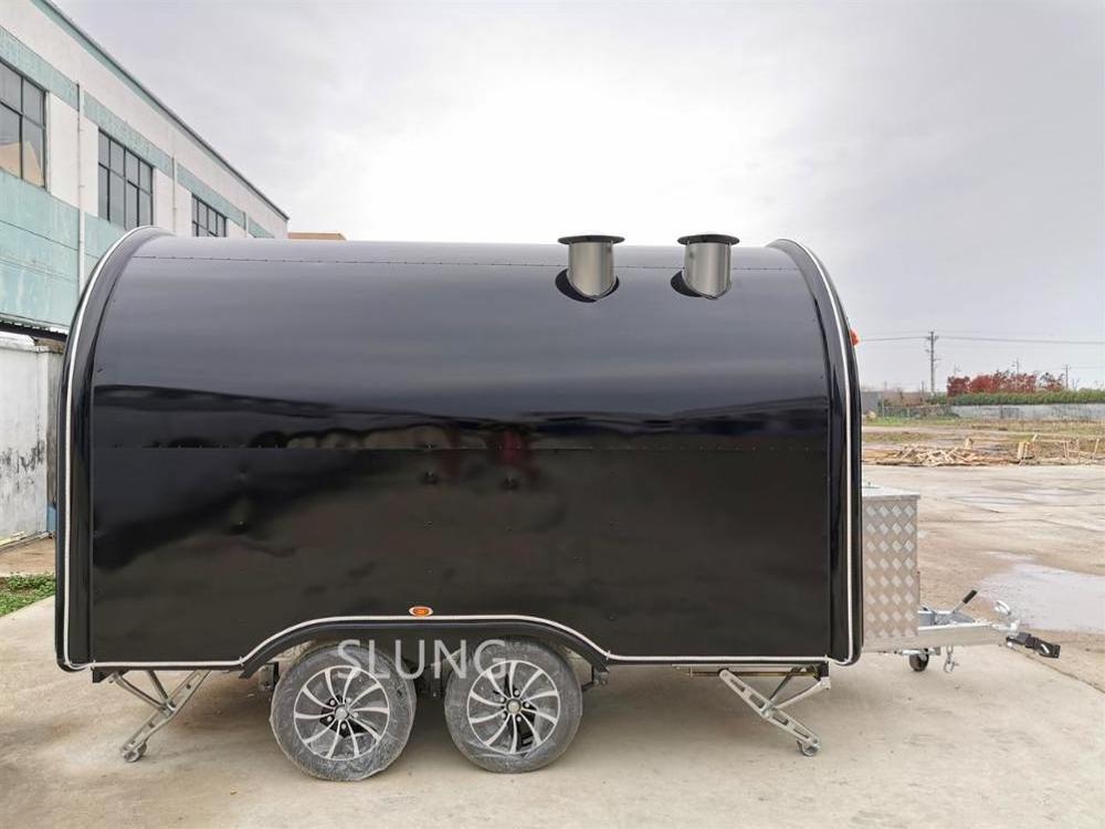 Black customized traction mobile camper food trailer/ camping smart camper hot dog bakery customized van food truck food cart