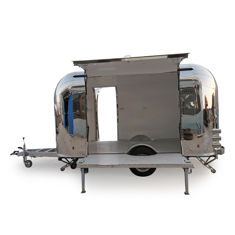 Airstream trailer with stage ,mobile stainless steel food trailer,CE approved food truck for sale in Europe