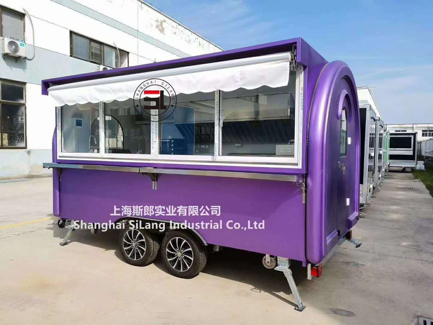 400*200*240cm customized mobile kitchen food trailer/ waffle cake pizza ice cream machine crepe  churro camper food cart