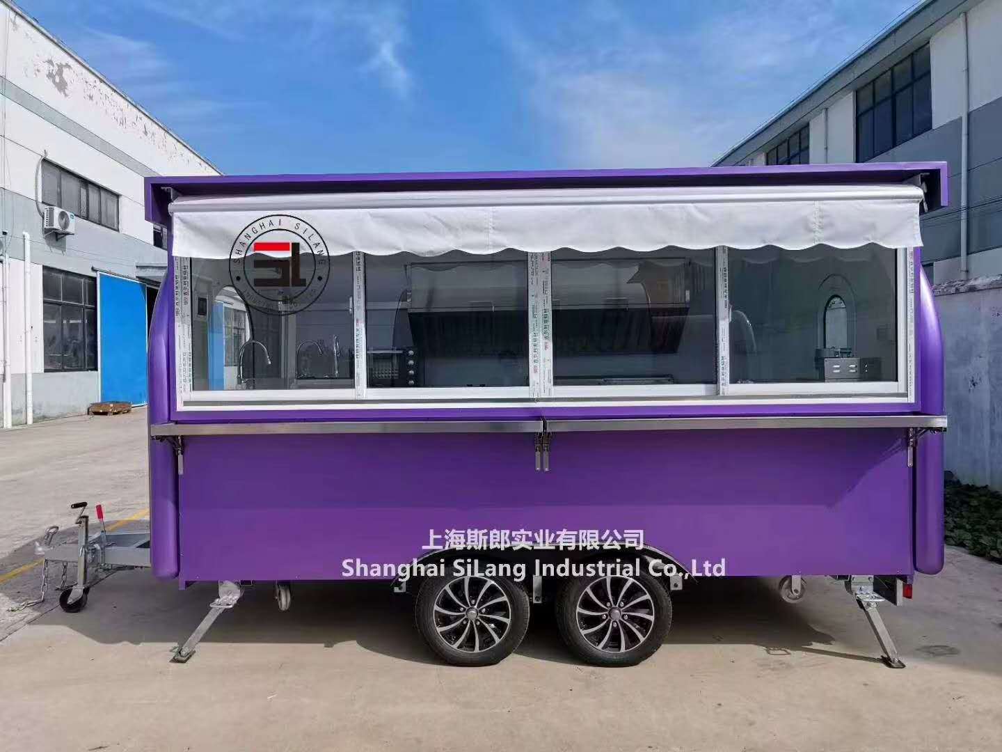 400*200*240cm customized mobile kitchen food trailer/ waffle cake pizza ice cream machine crepe  churro camper food cart