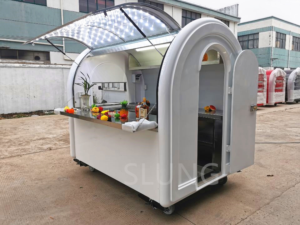 Classic Street Coffee Milk Tea Juice Drinks Trailer Cart Vending  Mobile Kiosk