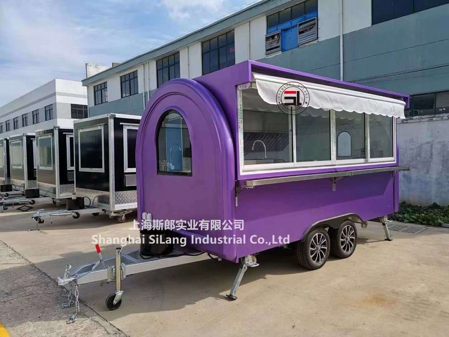 400*200*240cm customized mobile kitchen food trailer/ waffle cake pizza ice cream machine crepe  churro camper food cart