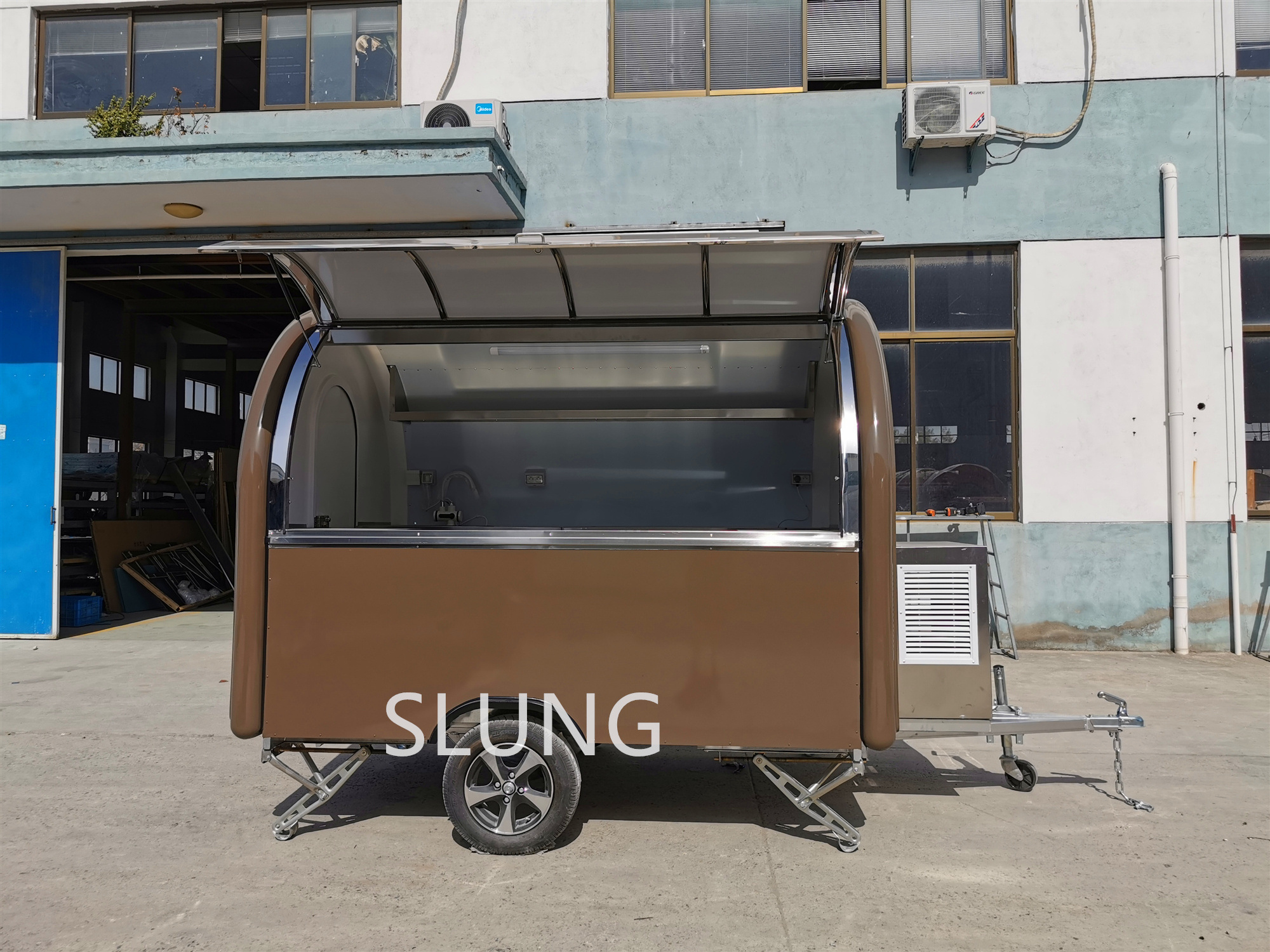 SLUNG Concession Trailer 280*200cm/ BBQ Smoker Food Event Catering blue