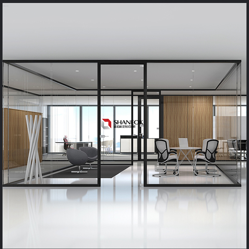 2024 Latest design Single/Double glass office  partition new modern acoustic partition wall glass office partition wall