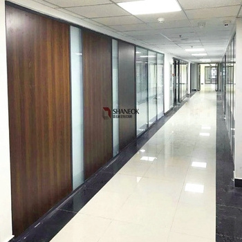 SHANEOK Aluminium Profile Office Partition Clear Single Double Glass Partition Wall