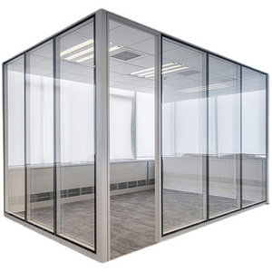 2024 Latest design Single/Double glass office  partition new modern acoustic partition wall glass office partition wall