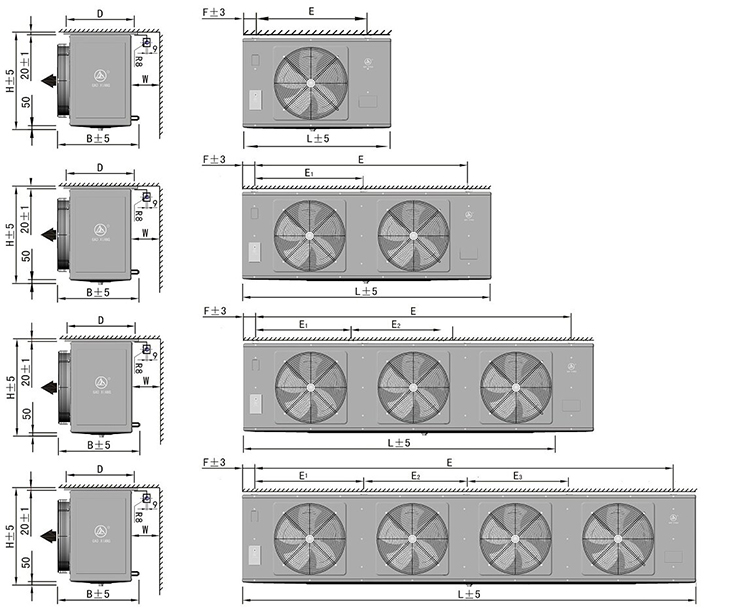 DD DL DJ Professional Cold Room Evaporator Air Cooler Unit Walk-In Cooler Evaporator for Food Shop Industries