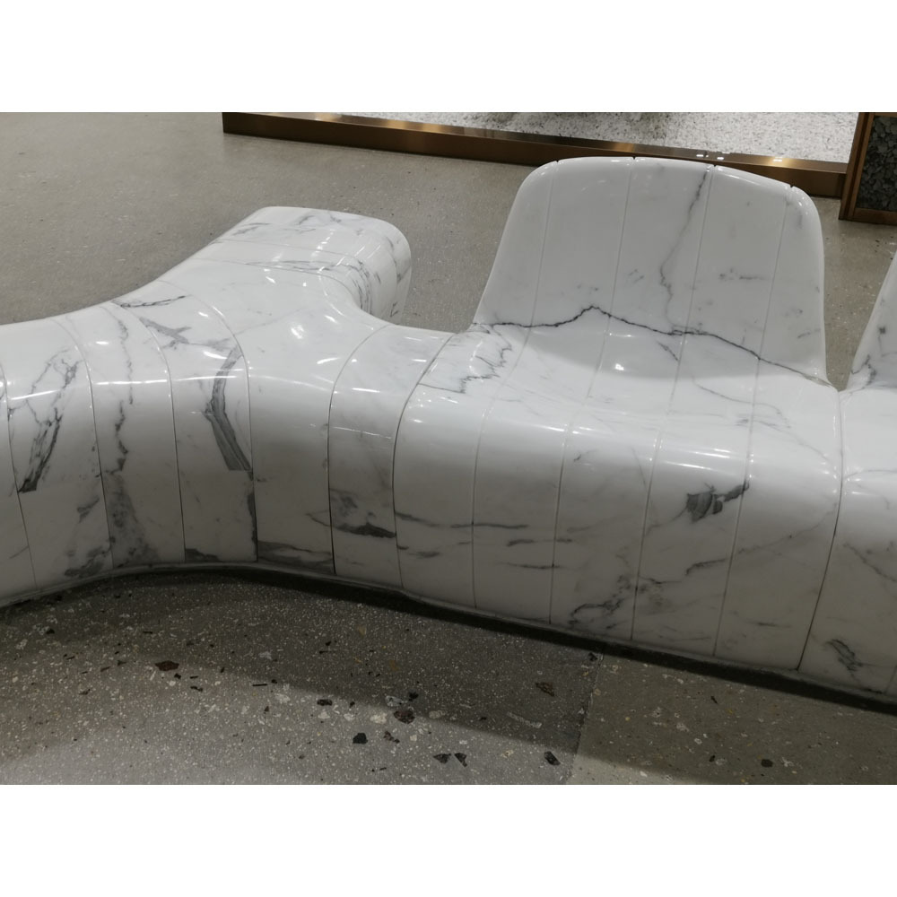 Custom cut marble Italy Calacatta Oro White Marble Stone Garden Bench price for Sale