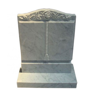 Flower Carving White Marble Grave Stone for Cemetery Headstones