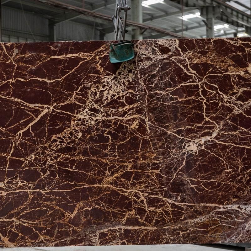 SHIHUI Interior Red Marble Slab Wholesale Price Red Cherry Gold Veins Natural Stone Modern Red Marble Slabs For Counter Top