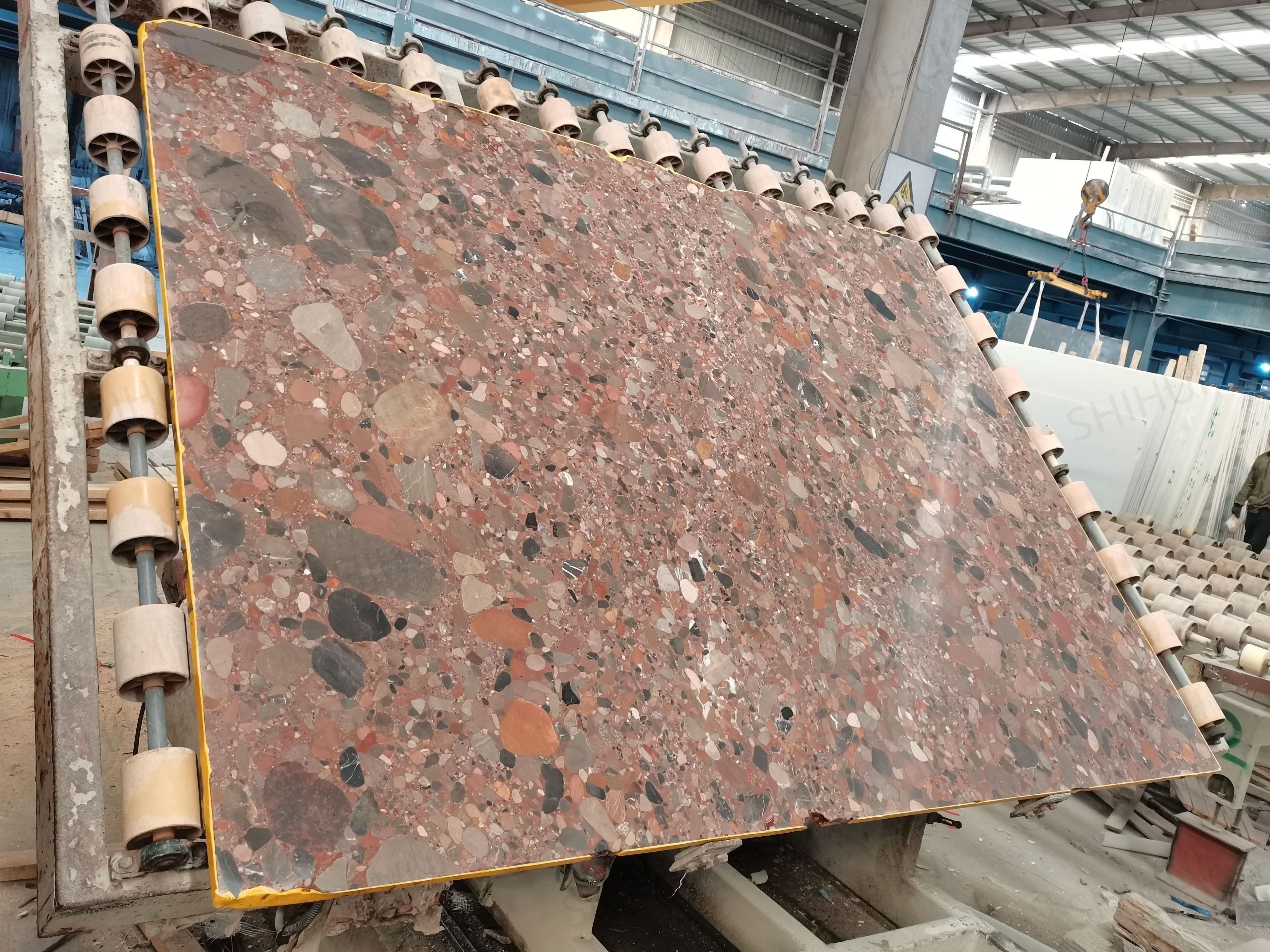 SHIHUI High Quality Modern Natural Stone Rosso Di Masso Ceppo Breccia Dalema Red Marble Slabs For Wall Floor Tiles