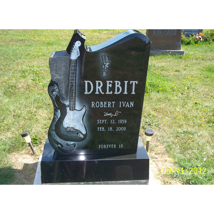 Cheap Absolute Black Granite Guitar Slant Headstone