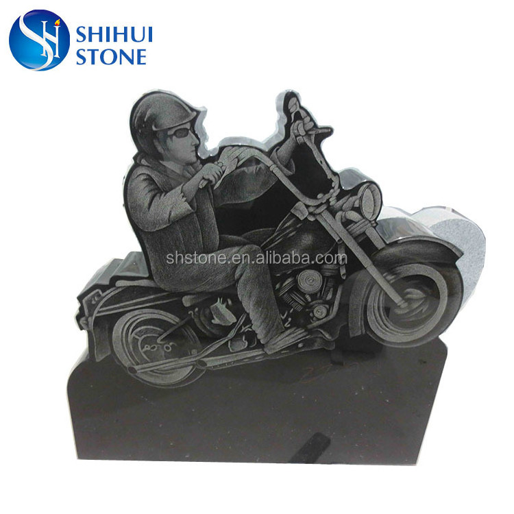 SHIHUI Customized Granite Headstone Children Baby Cartoon Motorcycle Design Bear Tombstone