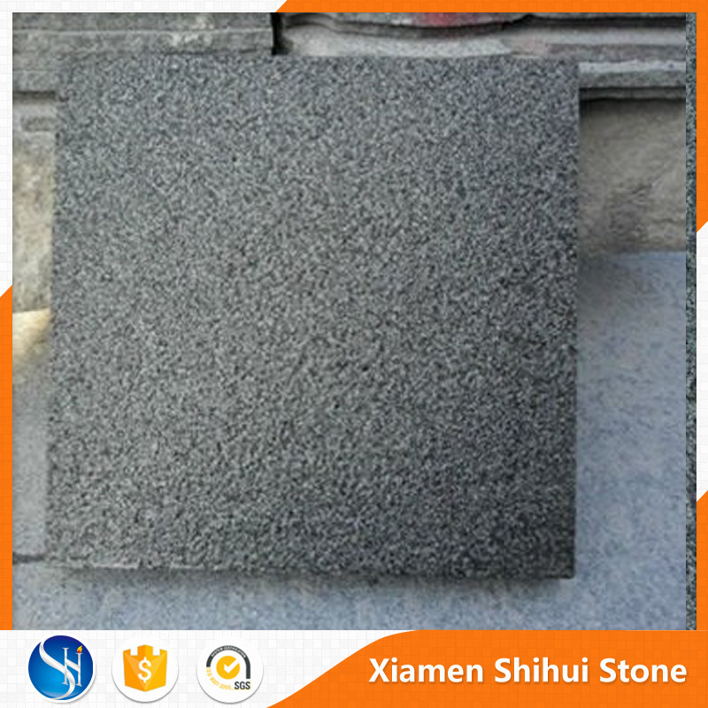 Bush-hammered G654 China Impala Black Grey Granite Tile