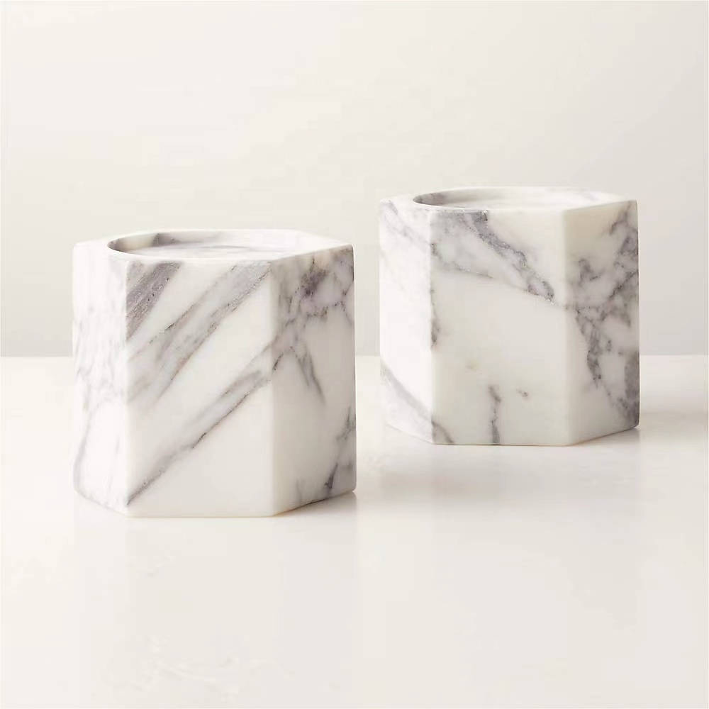 SHIHUI Marble Homewares Wholesale Home Decor Natural Stone Decorating Marble Candle Holder