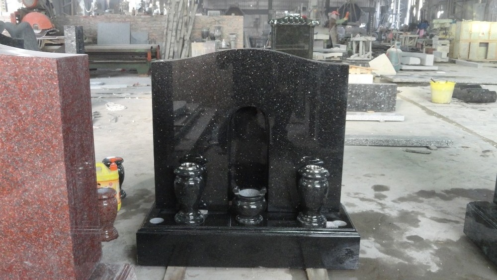 Wholesales China Black Granite Monuments Tombstone with Angel Sculpture