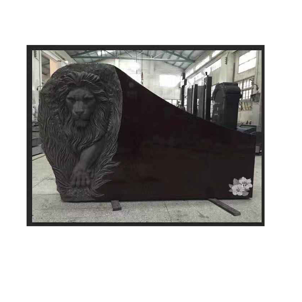 Unique Shanxy Black Tombstone European Lion Sculpture Headstone