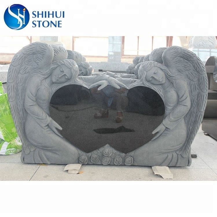 Customized Heart Shaped Headstone Carving Angel Gravestone