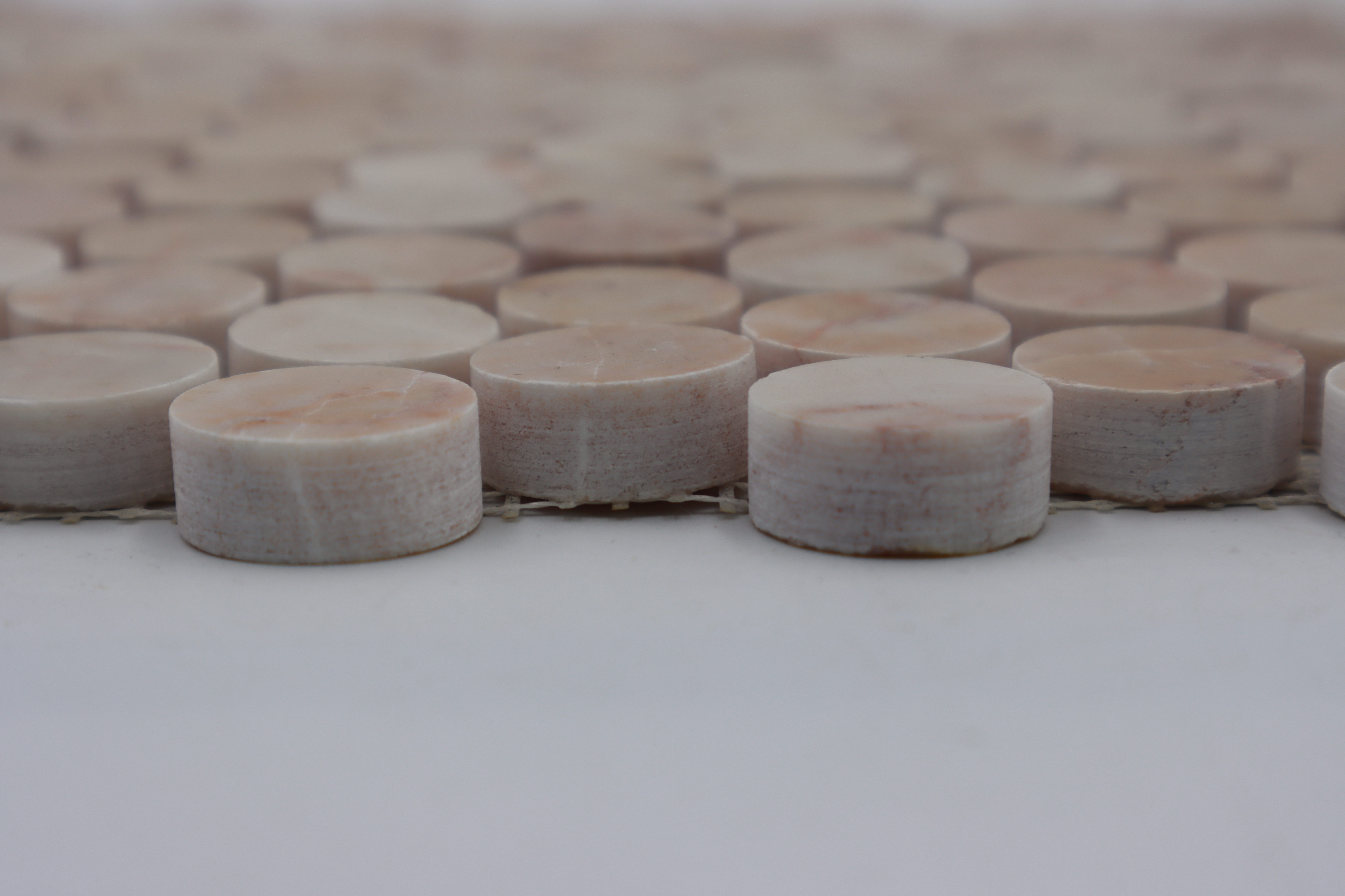 SHIHUI Customized Penny Round Pink Marble Mosaic for Bathroom Tiles