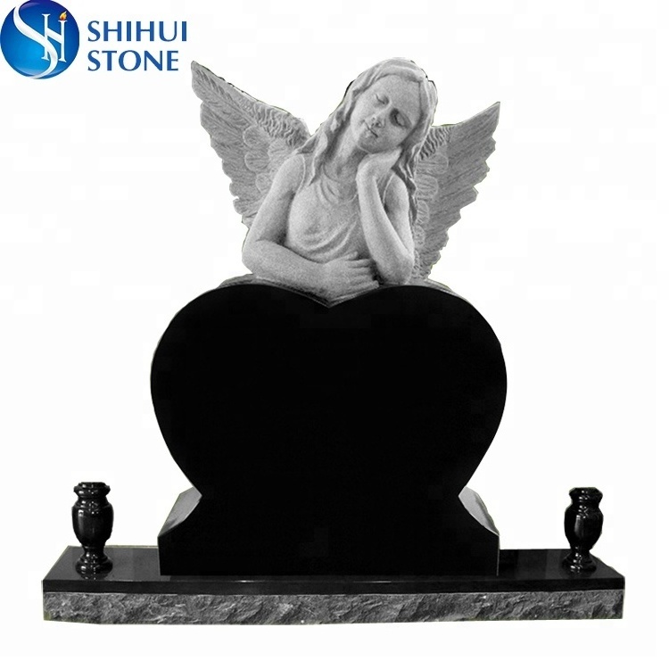 Customized Heart Shaped Headstone Carving Angel Gravestone