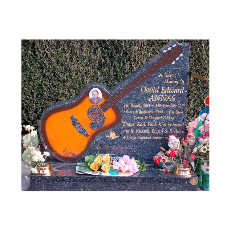 Cheap Absolute Black Granite Guitar Slant Headstone