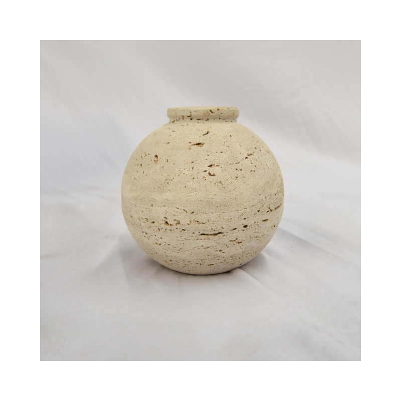 SHIHUI Natural Stone Home Decoration Beige Travertine Marble Vase New Style Decoration Living Room Flower Modern  Mini Vases