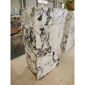 SHIHUI Wholesale Natural Stone Customization High Quality Small Corner Calacatta Viola Marble Bathroom Single Sink Vanity