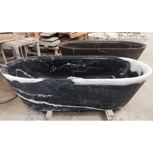 Chinese Marble Panda White Black And White Stone Freestanding Bathtub With Low Price