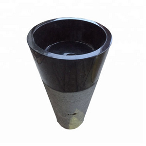 SHIHUI Natural Stone Customized Black Marble Pedestal Sink With Bottom Price