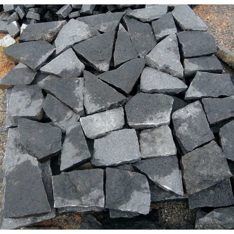 SHIHUI Mesh Mounted Meshed Flagstone Pavers Mats Black Flagstone Mat Mesh Stone Tile Cheap Used Flagstone Slate