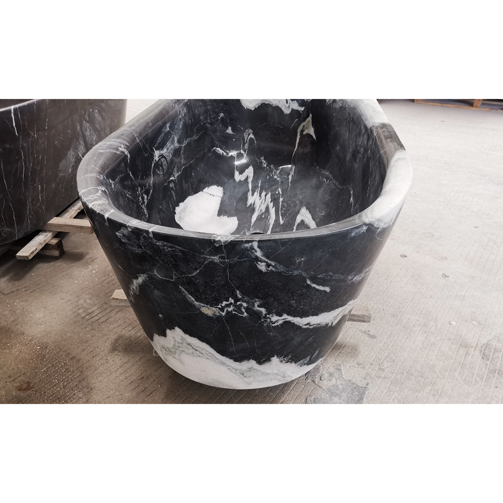 Chinese Marble Panda White Black And White Stone Freestanding Bathtub With Low Price